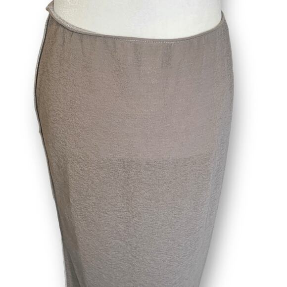 Y2K Ann Ferriday Los Angeles Gossimer Taupe Maxi Skirt Exposed Seam Sheer - Picture 6 of 9